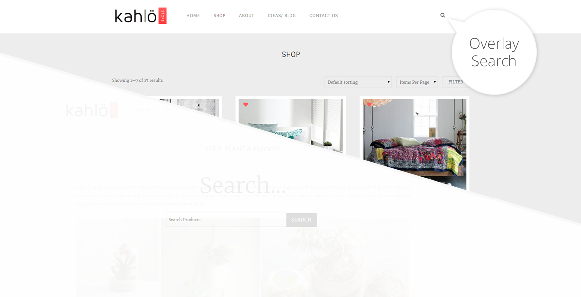 kahlo online shop template-overlay search